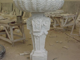 Carved Marble Fountain with Stand