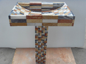 Marble Mosaic Lavabo with Pedestal