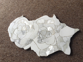 Rose Pattern White Marble and Shell Waterjet Mosaic
