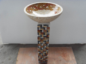 Marble Mosaic Basin with Stand