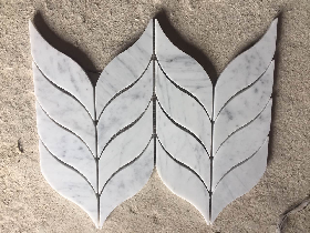 Leaf Shape Marble Water Jet Cut Mosaic